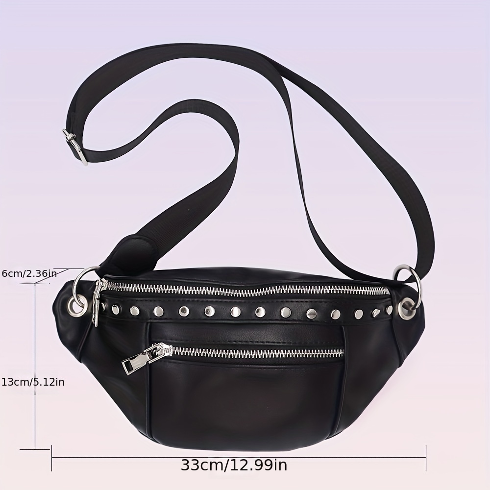 Vintage Outdoor Travel Fanny Pack, Women's Studded Decor Waist Purses, Faux  Leather Crossbody Bag - Temu