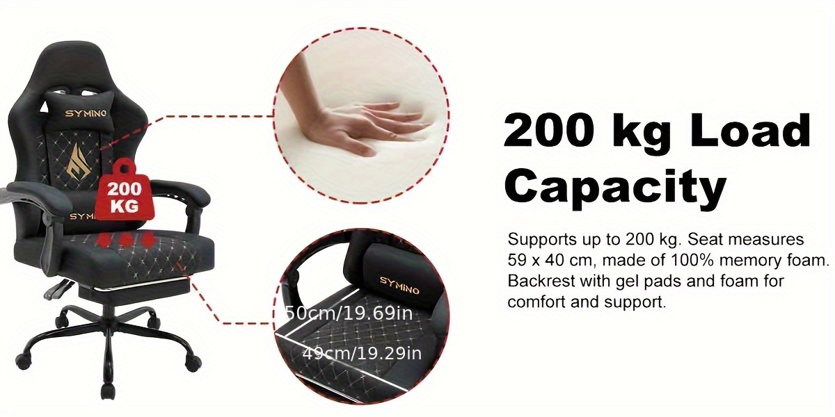 SYMINO Fauteuil de Gaming Ergonomique avec Mousse à Memoire et Lombaire Réglable - Chaise Bureau en Simili Cuir, Pivotante Hauteur Ajustée pour PC/Ordinateur Portable, Compatible Home & Setup Jeu, Décoration de Salle Gaming, Meubles pour la Maison, Home Office, Meubles de bureau, Meubles de Chambre, Gadgets Cool pour Hommes, Cadeaux Informatiques pour Joueurs, PC de Jeu Complet, Meubles de Salle de Jeux, Professionnel, Station Informatique, Chaise de Bureau, Design de Bureau