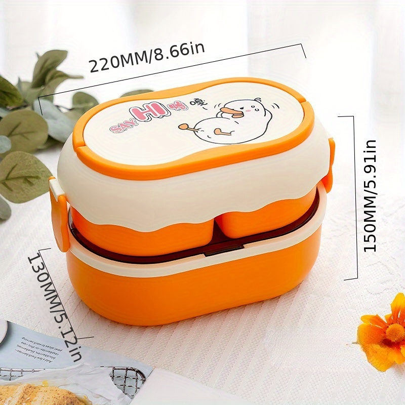 Bento Box With Tableware, Insulated Food Container With Fork Spoon, 2  Layers Stackable Lunch Box For Adults/teens, Leakproof Salad Snack Box For  Office, School, Camping, Kitchen Supplies - Temu