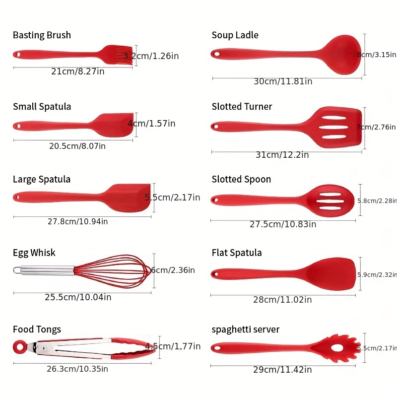 Set 12 Utensilios De Cocina Silicona Resistencia Al Calor
