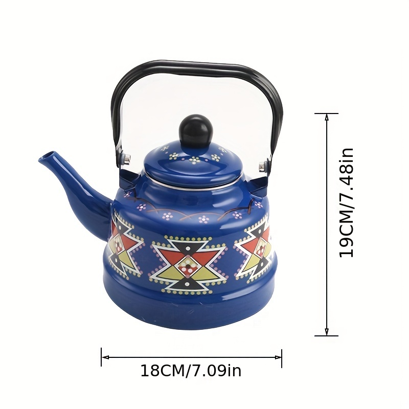 2.5L Enameled Teakettle with Handle, Steel Teapot Colorful Tea Kettle for  Stovetop, Hot Water, No Whistling White 