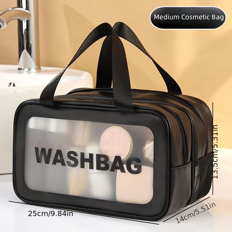 TEMU Dual Compartment Wash Bag, Large-capacity Portable Toiletry Bag, See Through Wash Bag