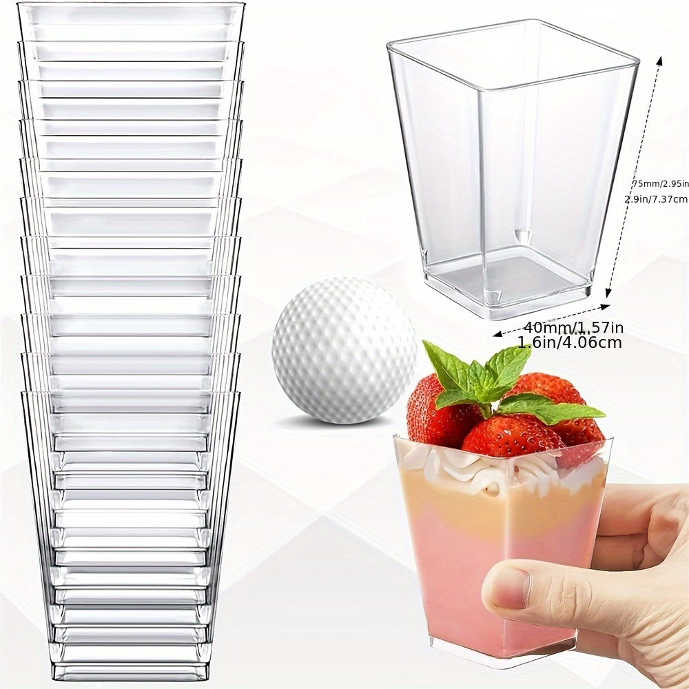 10 pack 5oz multipurpose plastic dessert cups recyclable mini square clear cups for parties parfaits appetizers fruit pudding hand wash only ideal for christmas halloween hanukkah thanksgiving ramadan details 1