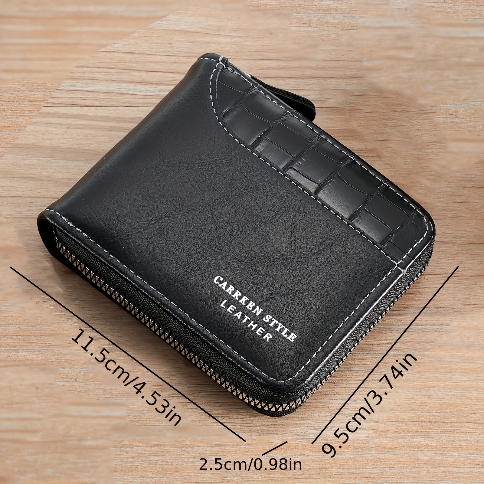Billetera corta con cremallera para tarjetas de hombre