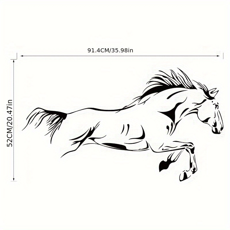 Image of Art Deco Horse Wall Stickers - Self-adhesive Vinyl Decals For Bedroom, Living Room, Porch, Doors, Windows, Cabinets & Study - Decor With Dynamic , Window Decals | Minimalist Wall Art | Contrast