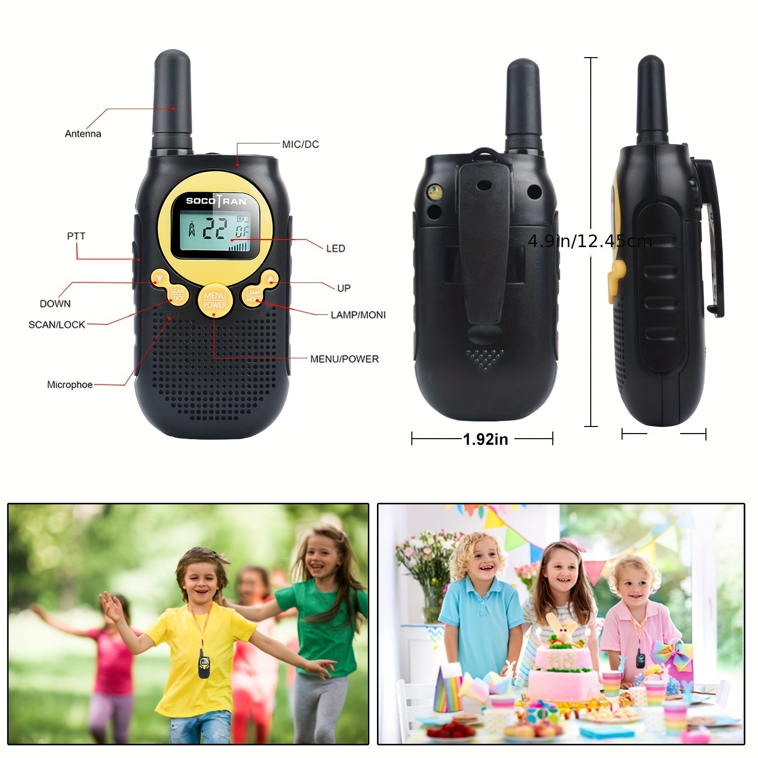 Rechargeable Walkie Talkies for Adults, Long Range 5 Miles Two Way Radios,  Rechargeable Battery,Charging Dock,Flashlight,for Camping Hiking Hunting
