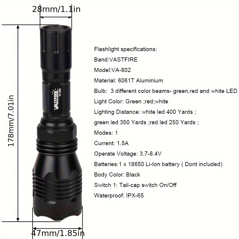 Linterna Led Recargable Alta Potencia. Alcance 134 Mts.