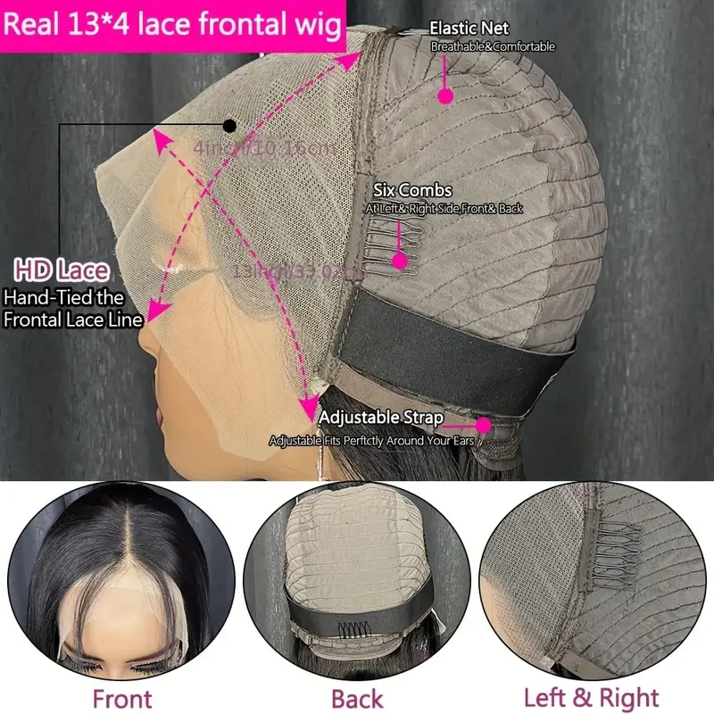 bob wig human hair 13x4 frontal lace wig human hair 150 density glueless with baby hair straight bob wigs for women 150 density 8 14 inch details 3