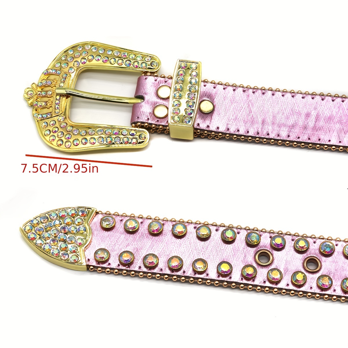 Alloy Inlaid Artificial Diamond Men's And Women's Leather Belt Versatile  Pin Buckle Belt - Temu