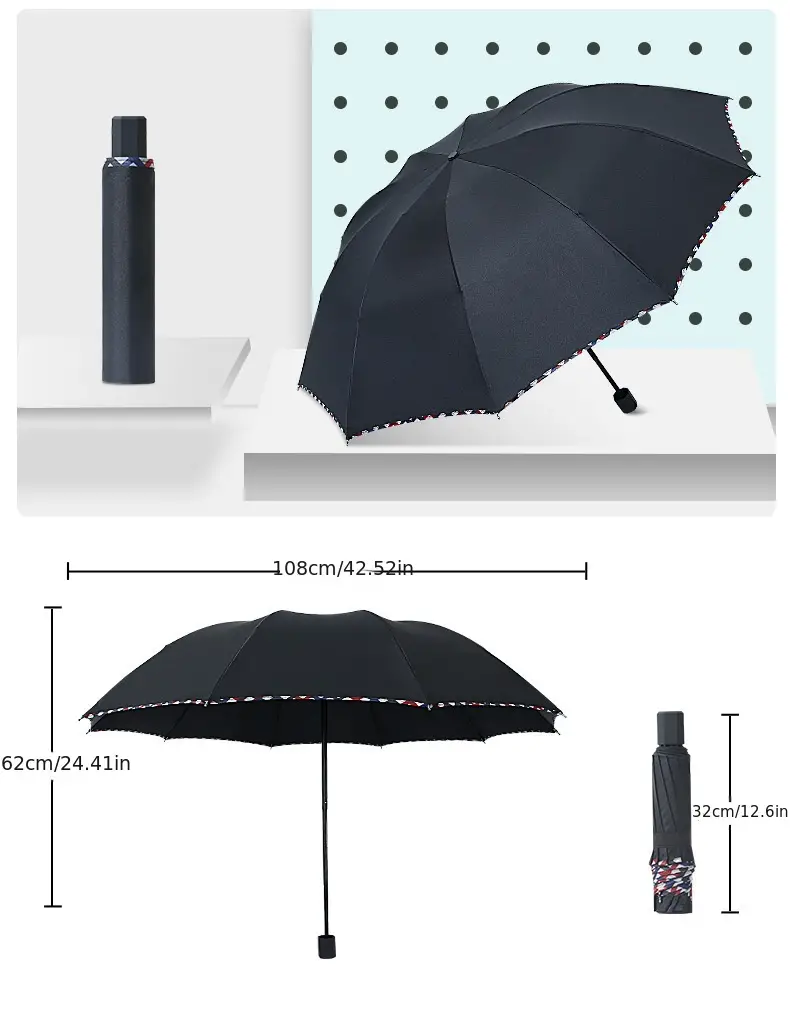 rain resistant manual folding umbrella, 1pc classic business outdoor travel essential ten bones plus wind and rain resistant manual folding umbrella details 0