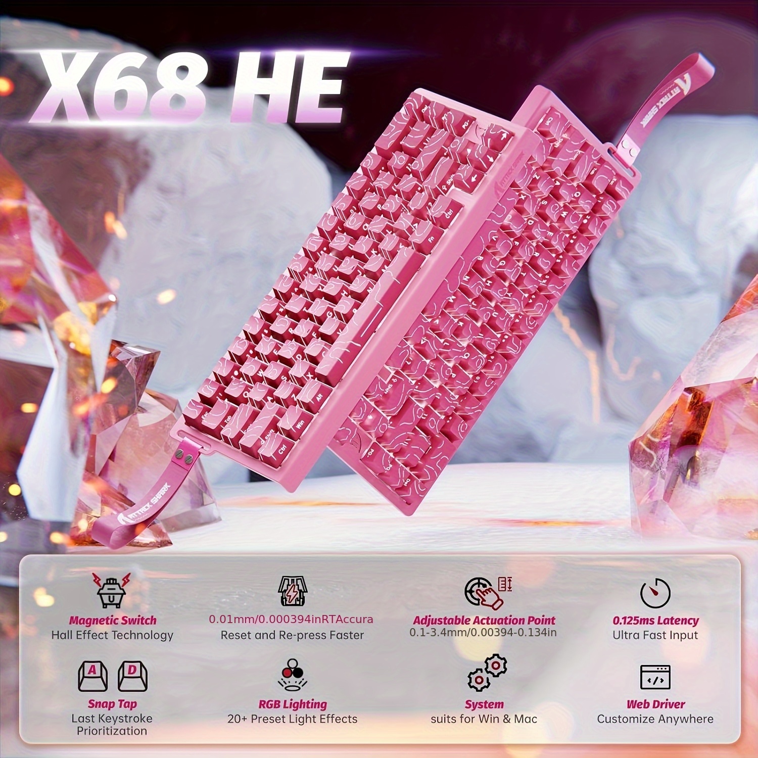 x68 8000hz keyboard 0 01mm rt - Temu