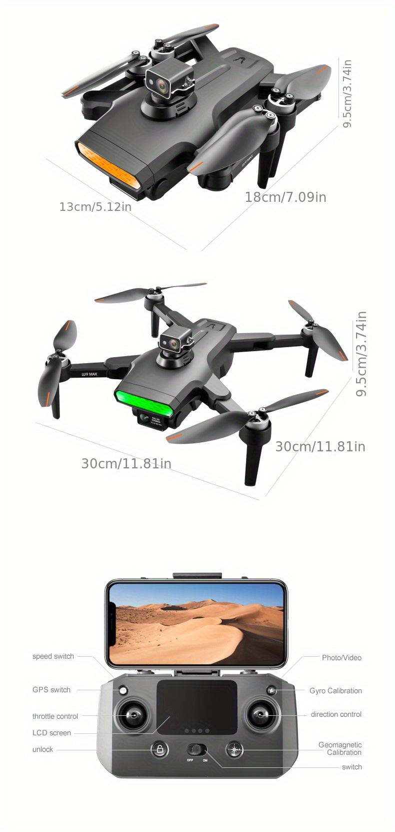 gps drone laser obstacle avoidance uav high definition aerial photography 5g fpv gps brushless remote control aircraft cool 64 color gradient atmosphere light adult children beautiful gift details 18