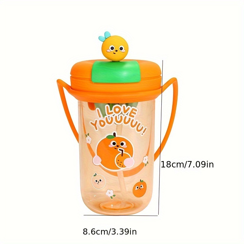 Cute Cartoon Water Cup With Double Handles, Portable Leakproof Straw Water  Bottle, Suitable For Outdoor Sports, Fitness - Temu