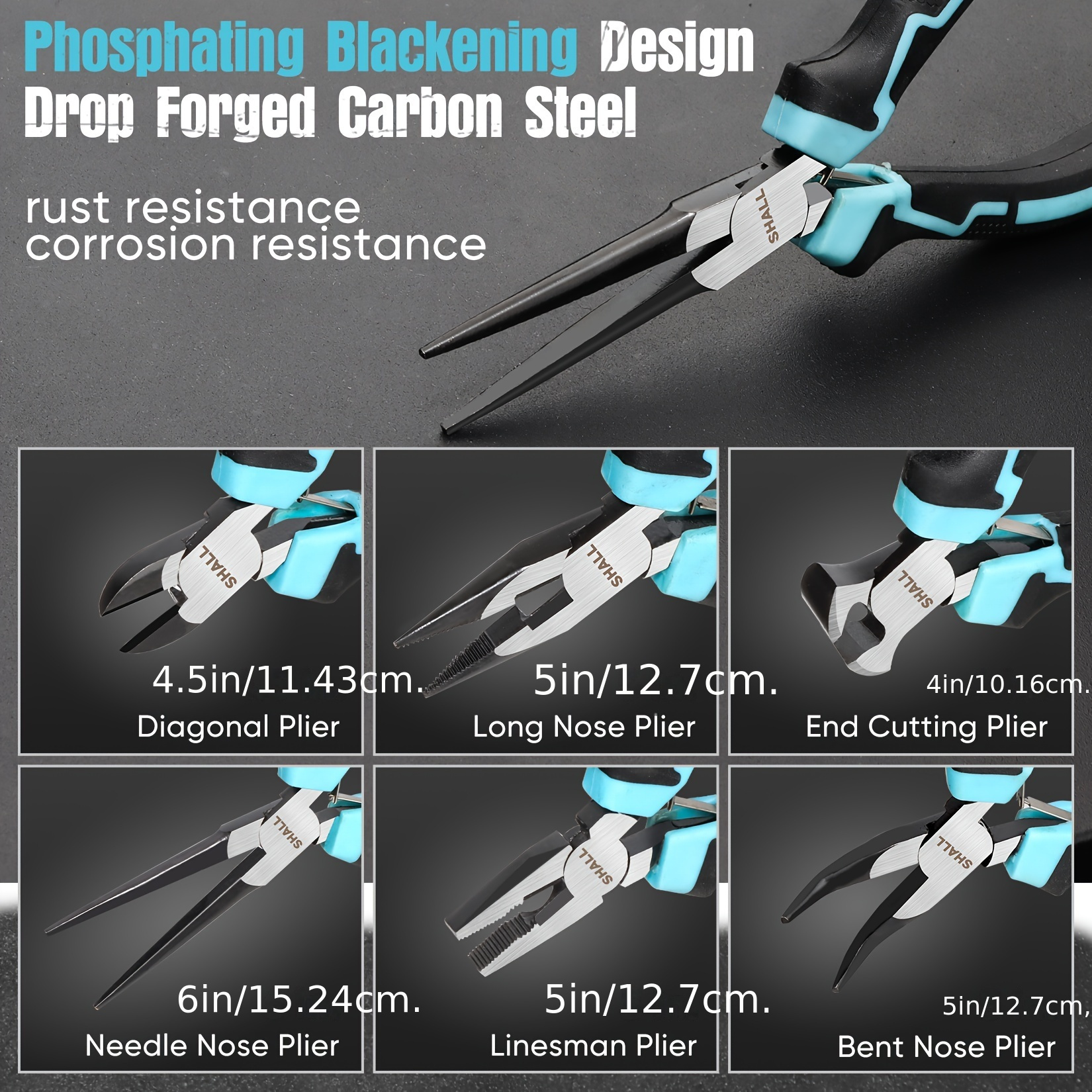 SHALL Mini Pliers Set, 6pcs Small Pliers Tool Set Includes Needle Nose, Long Nose, Bent Nose, Diagonal for Making Crafts, Electronic Repairing & Jewelry with Pouch