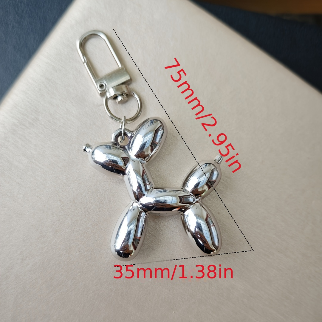 Chic Metallic Balloon Dog Keychain - Durable Plastic, Animal-Themed Charm for Bags &amp; Keys, Ideal for Housewarming, Wedding, Birthday &amp; * Gifts, Party Favors|Shiny Metallic *|Lightweight Charm