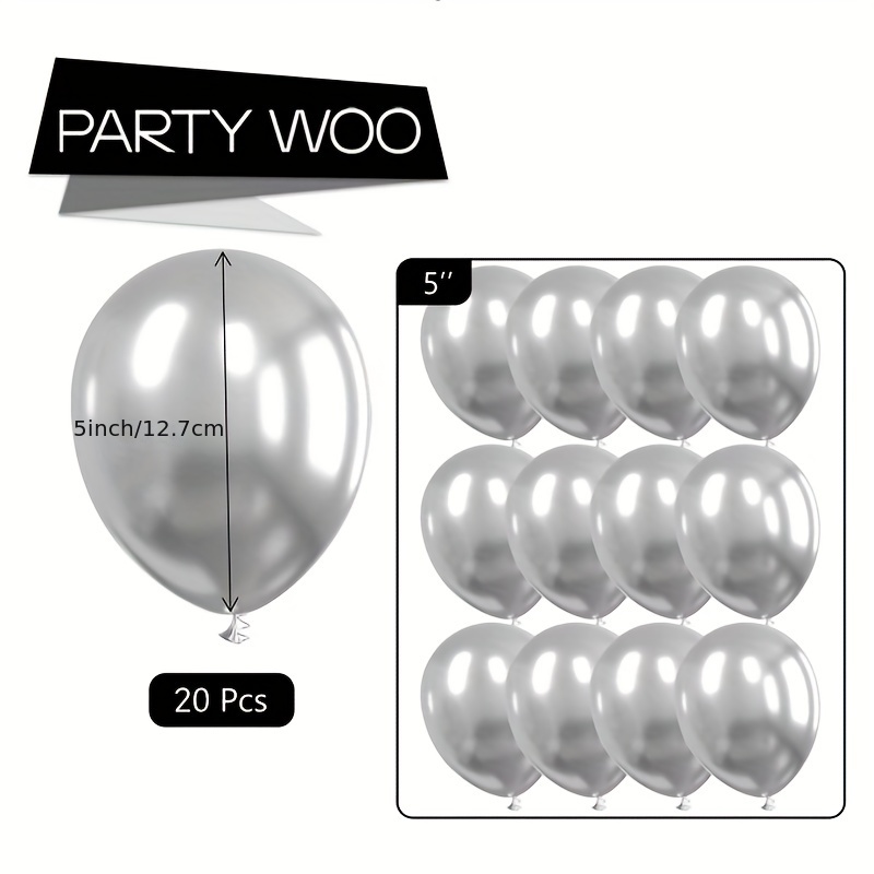 PartyWoo Metallic Silver Balloons, 120 Pcs 5 inch Silver Metallic Balloons, Silver Balloons for Balloon Garland or Arch As Wedding Decorations