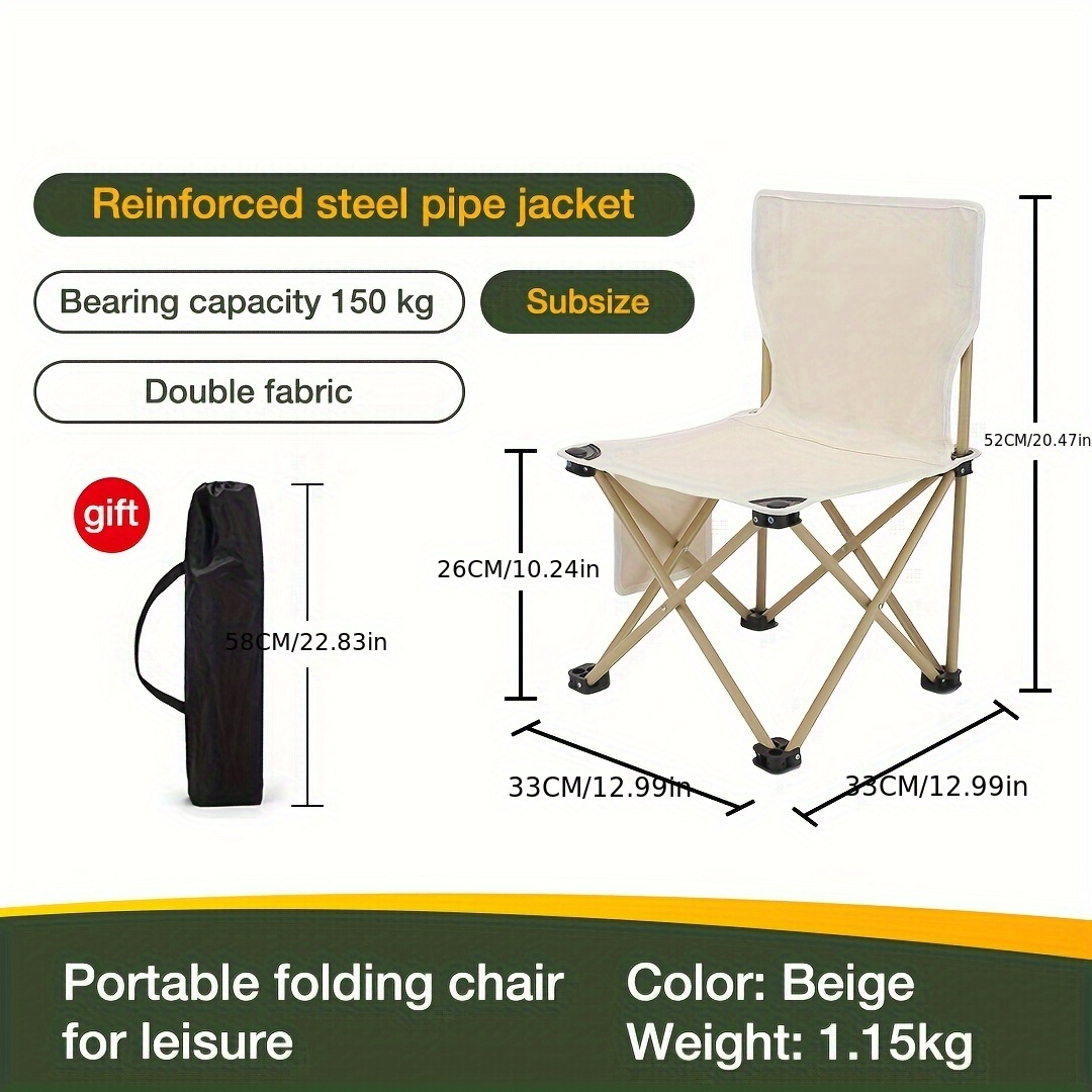 1pc Camping Folding Chair Portable Leisure Backrest Chair For