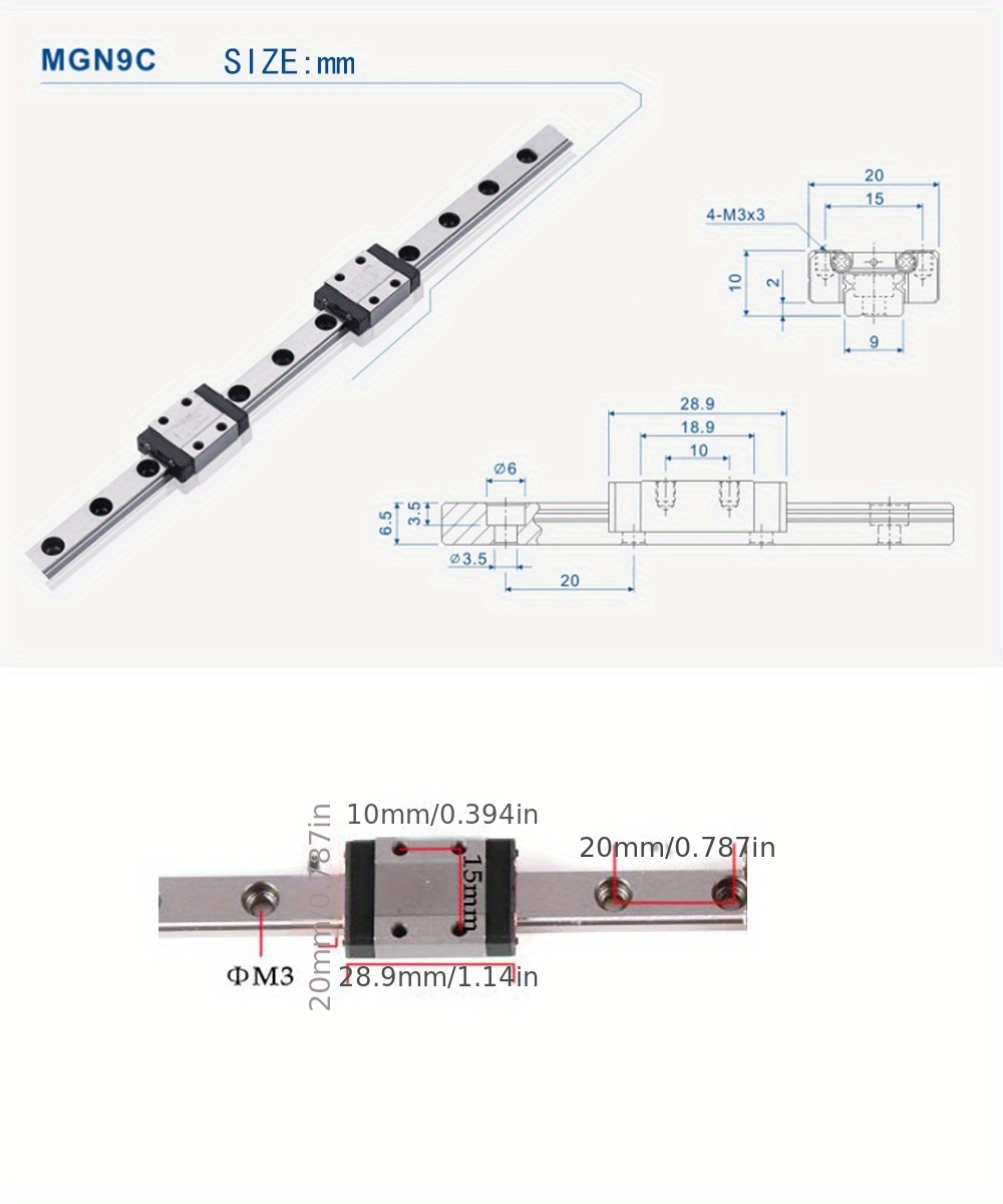 MGN9C 3D マイクロリニアガイド精密リニアスライド直動精密スライダー