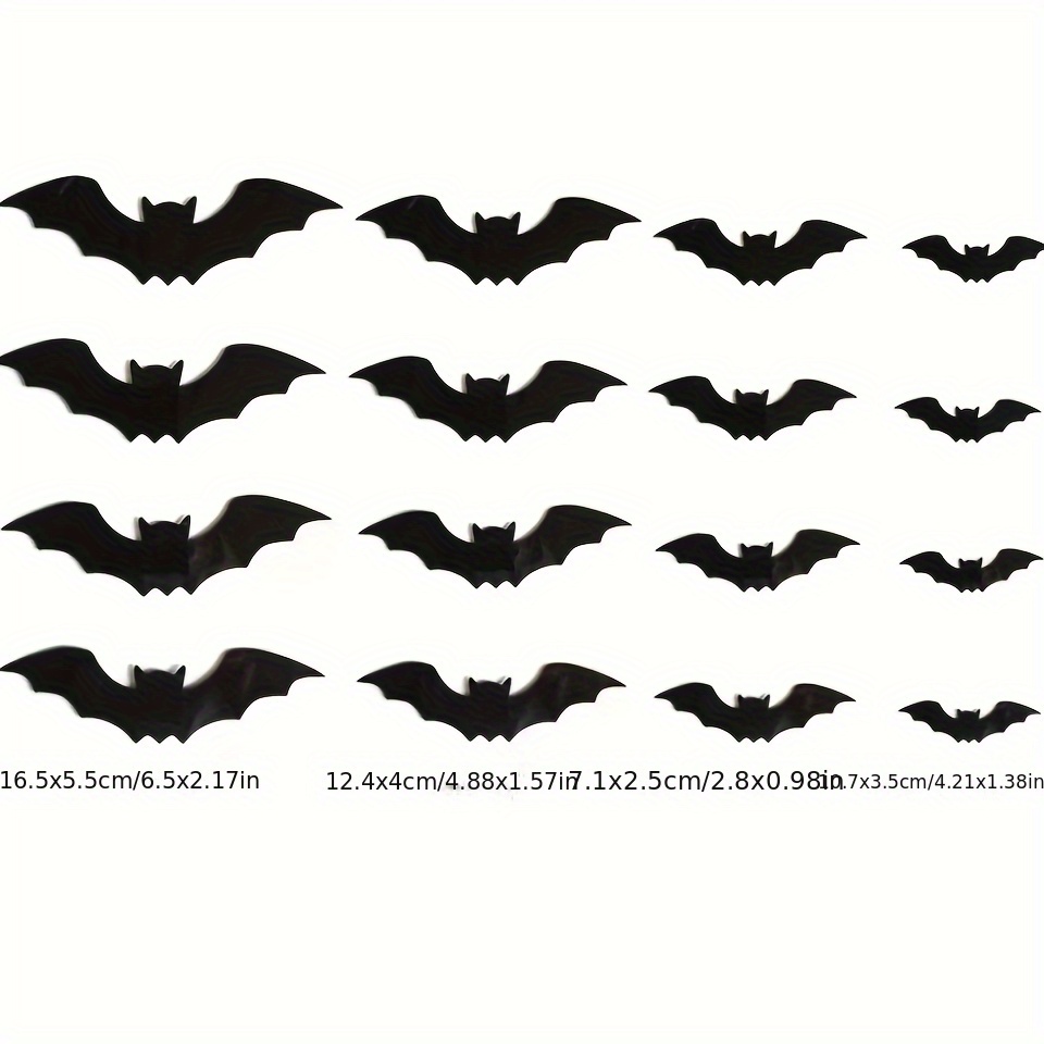 16pcs Halloween Party Decorations, Bat Decorative Stickers Self-adhesive, Living Room Bedroom Outdoor Bar Party Decoration Bat Decorations