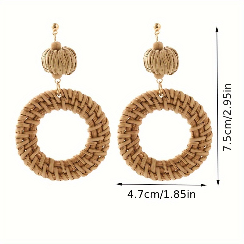 Handmade Bohemian Woven Geometric Rattan Earrings