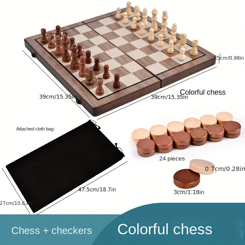 Folding Wood International Chess Board Game International Chess