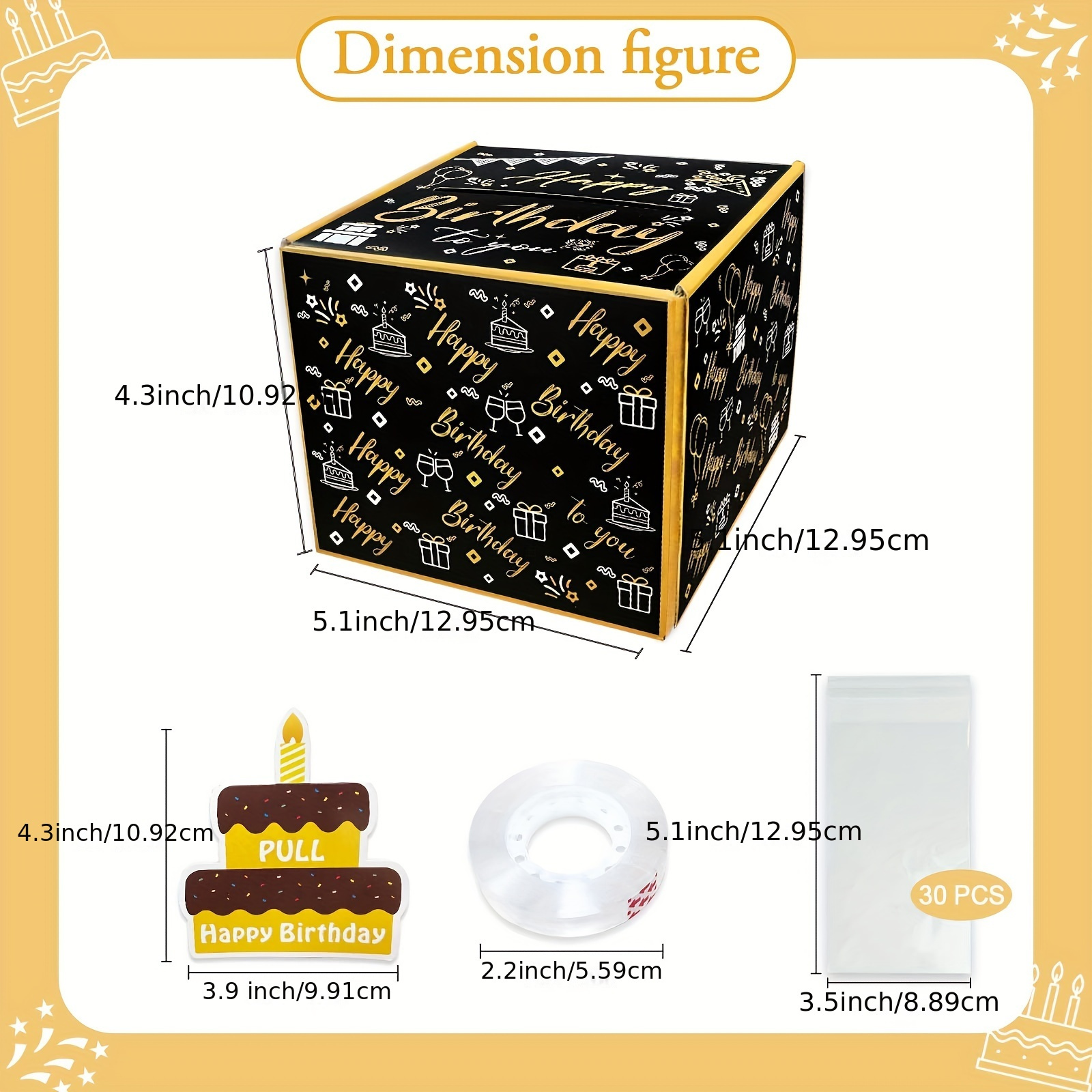 Black Gold 60th Birthday Money Box for Cash Gift Pull, Surprise Money Gift  Money Banks Boxes with Birthday Pull Out Card & 30 Pcs Bags for Men Women