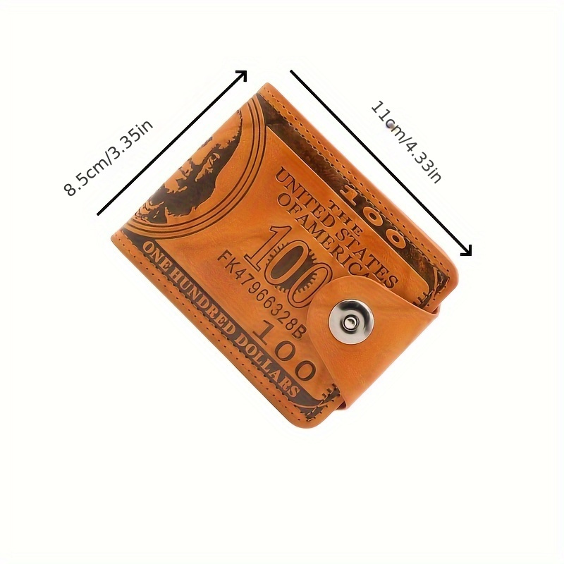 mens   print pu leather wallet street style fashion accessory with snap closure details 1