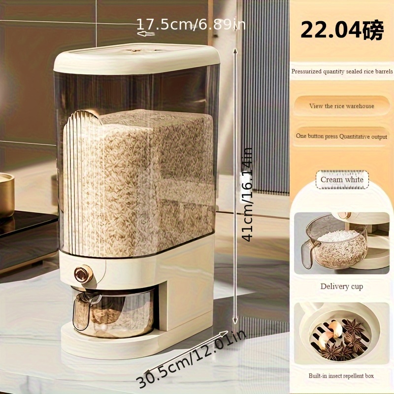 large capacity sealed rice dispenser kitchen food storage container with   lid reusable plastic for     and   durable plastic container for kitchen storage modern kitchen accessory durable plastic container rice dispenser dry food dispenser for kitchen storage pet food storage containe Product details 5