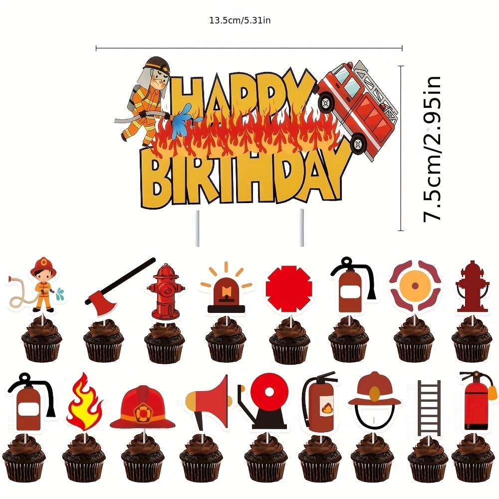 Fire Fighter Logo Ladder Fire Hydrant Red Edible Cake Topper Image ABP – A  Birthday Place