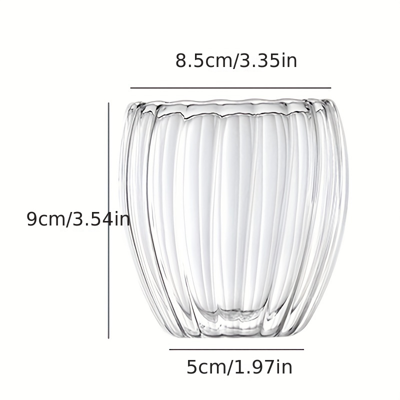 Double Wall Glasses,Ribbed Glass Coffee Cups,Insulated Coffee