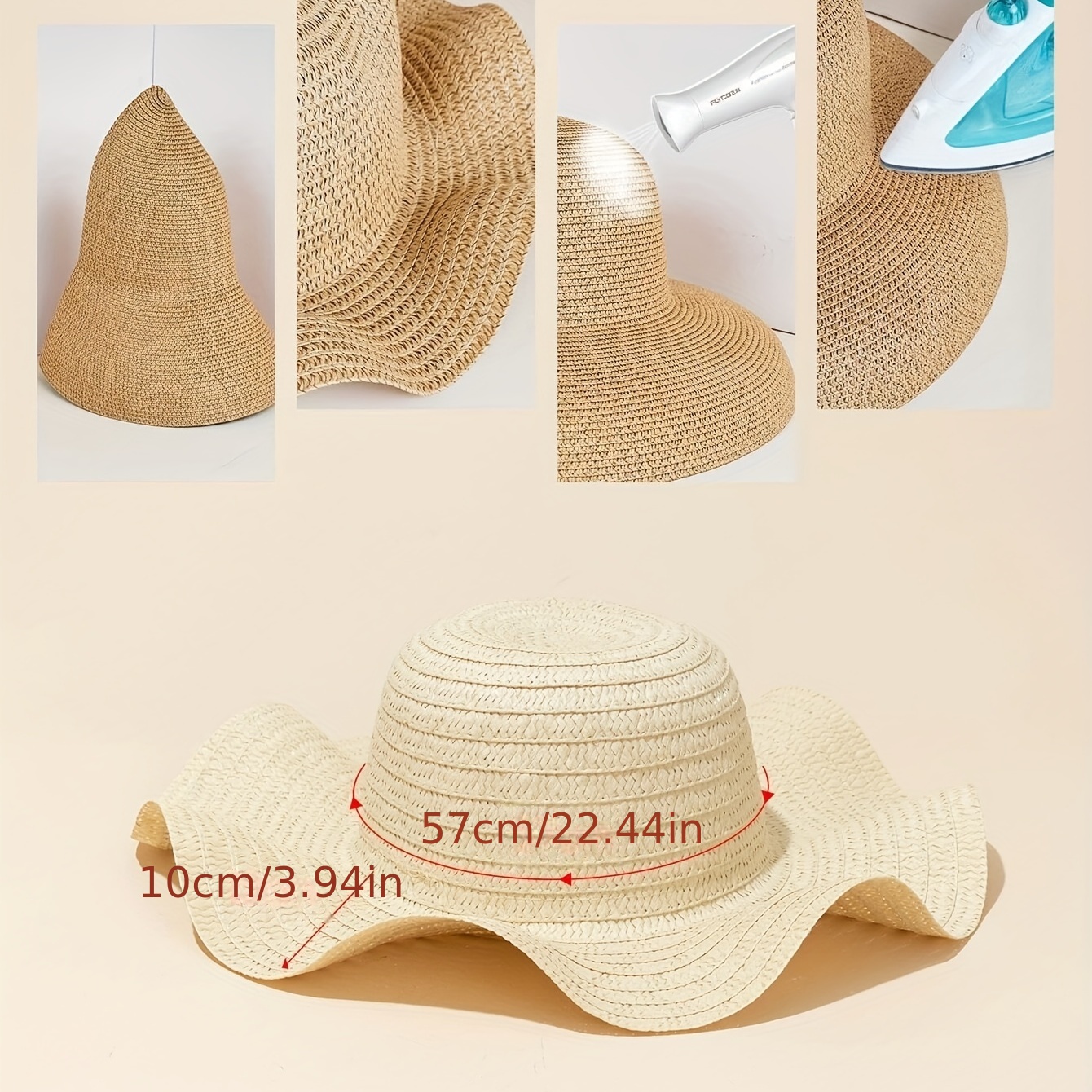 Wide Brim Face Covering Straw Hat for Women, Outdoor Sunscreen Sun Protection Sun Hat, Fishing Hat for Beach Outdoor,Temu