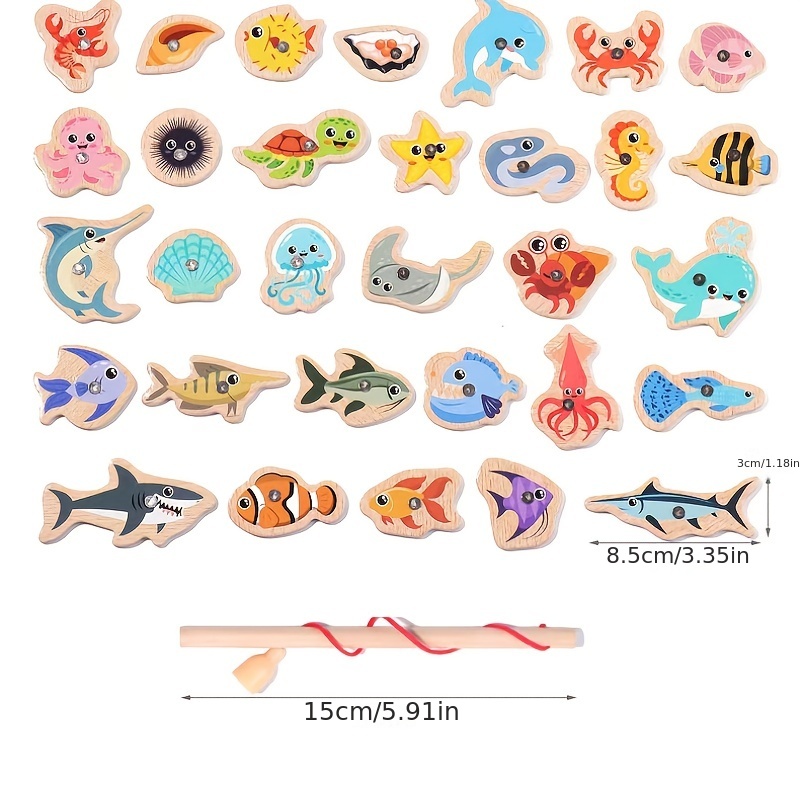 30 Fish with 1pcs Rod Kids Fishing Toys Magnetic Plastic