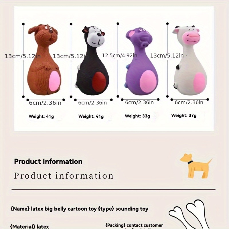 1 durable bite resistant squeaky toy cute cartoon dog chew toy with bone shape vibrant colors durable details for   training     fun without battery Product details 3