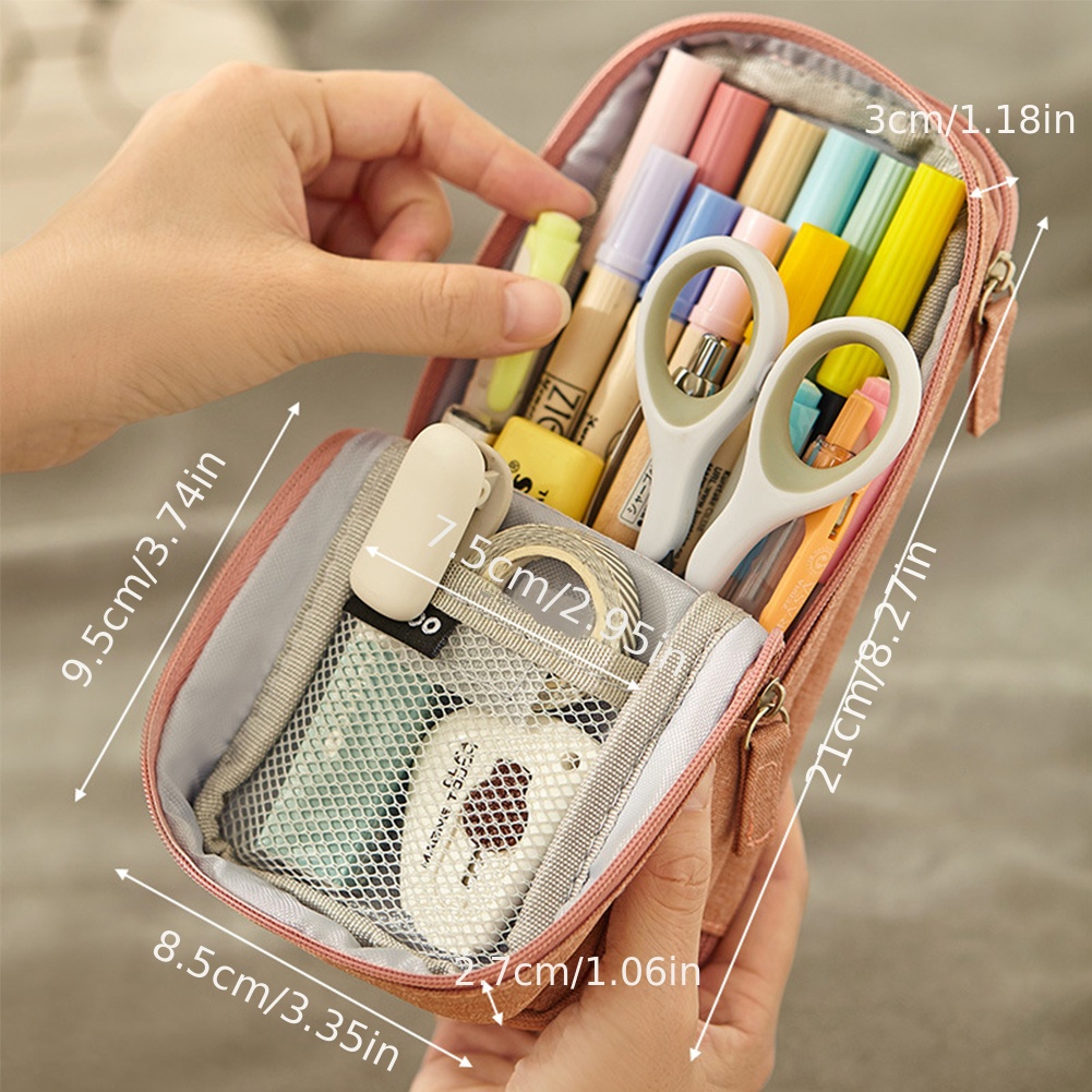 Big Capacity Pencil Pouch Pen Bag Two Layer Pencil Case - Temu