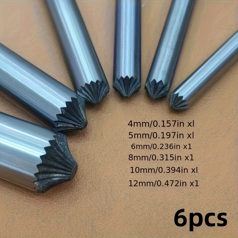 E-shop 6-teiliges Set, 4mm-12mm Durchmesser DIY Lederlocher, Ösenblumenlocher, Chrysanthemenlocher, Professionelles Lederlochwerkzeug