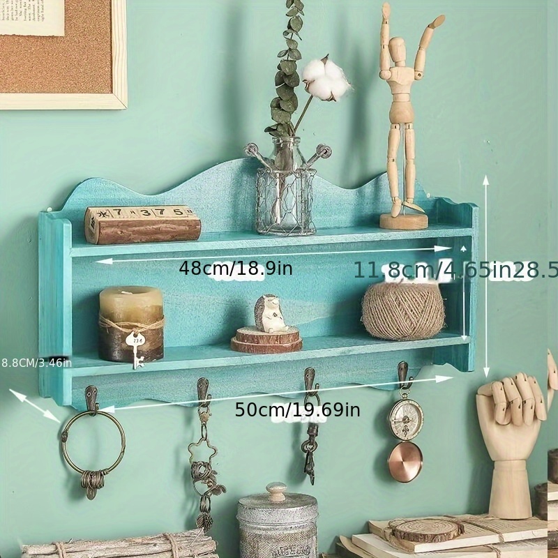 Floating Shelves with Hooks Wall Mounted Storage Organizer for  Entryway, Hallway, and Room Types Oak No Electricity Needed 1pc