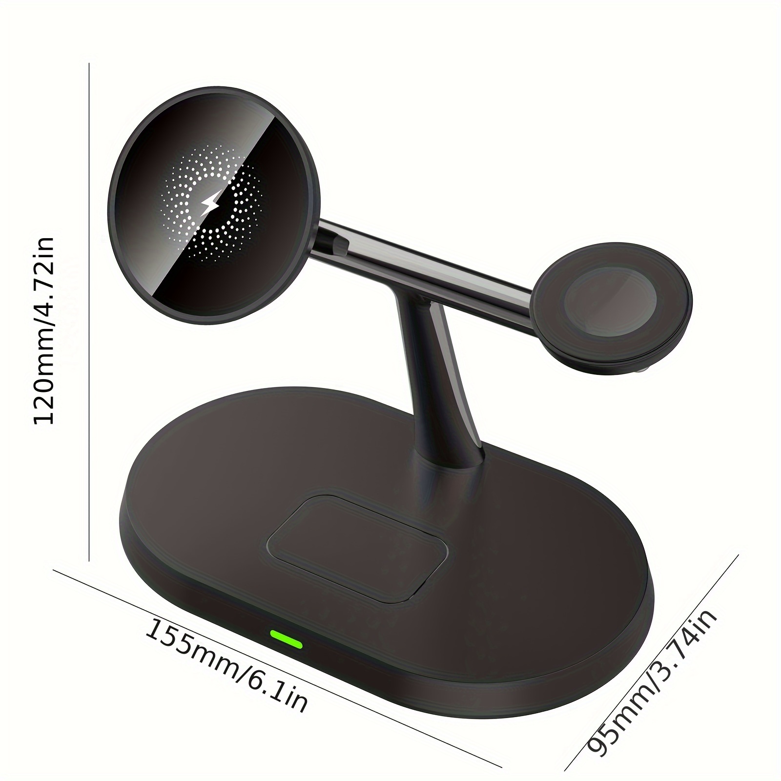 3-in-1 Magnetic Wireless Charger Stand for Multiple Devices - iPhone 16/15/14/13/12 Pro Max Plus Mini, AirPods 4/3/2 Pro, Travel Charging Dock with USB-C Connector, 36V Safe Charging Station, Travel Charging Station | Modern Charging Station | Compact Charging Station