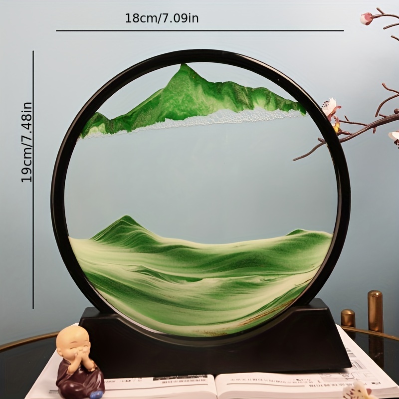 8'' Moving Sand Art Picture-3D Deep Sea Sandscape in Motion Display  Rectangle Glass Flowing Sand Frame，8 with Display Flowing Sand Frame for  Relaxing