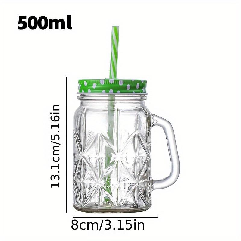 Transparent Simple Style Heat Resistant Glass Cup With Handle, Lid & Straw,  Perfect For Water, Milk, Juice, Coffee, And More, Ideal For Home And  Office, 1pc