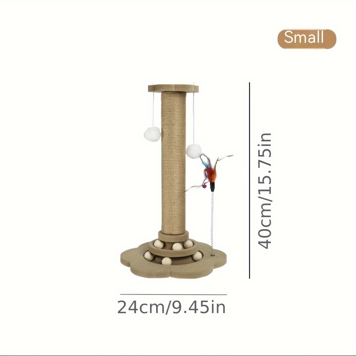 Jouet interactif pour chat avec planche à griffe en jute, piste à billes et plume artificielle suspendue – tour à griffe multifonctionnel durable pour autodivertissement