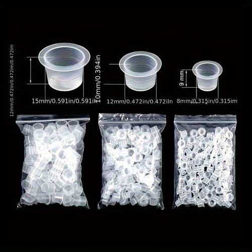jc tattoo - 300 stuks wegwerp inktkoppels voor tatoeages, klein, medium, , modellen set, plastic, permanent make-up inktbeker, tatoeage en naai stand, essentieel voor tatoeagekunstenaars