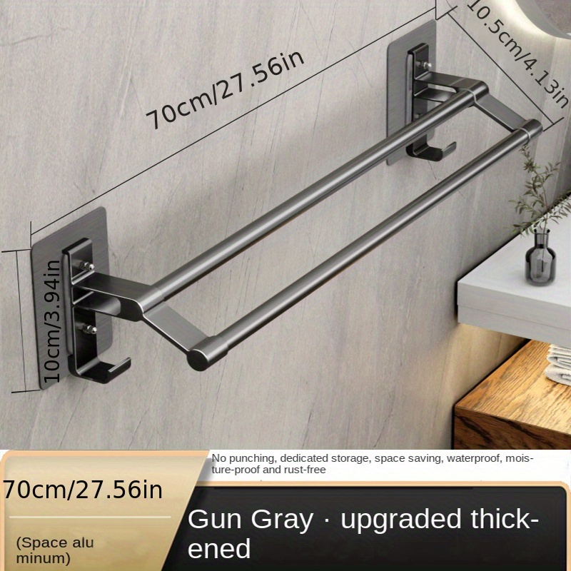 Self-Adhesive Bathroom Towel Rack Wall Mounted Aluminum Double Bar Towel  Holder Kitchen Bathroom Accessories Towel Hanger