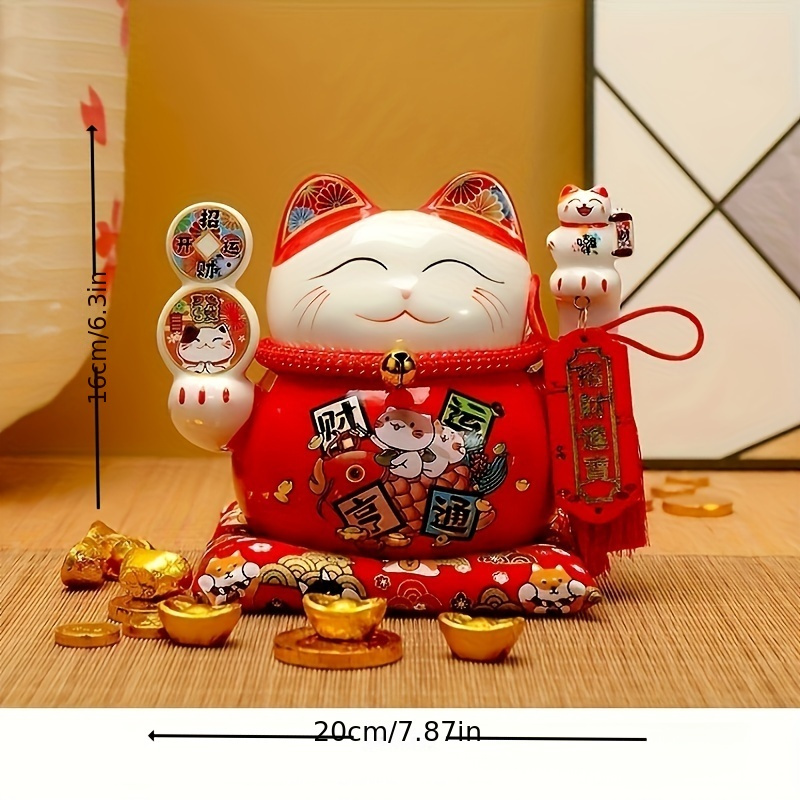 Large Lucky Cat Ceramic Savings Tank Piggy Bank Opening Temu