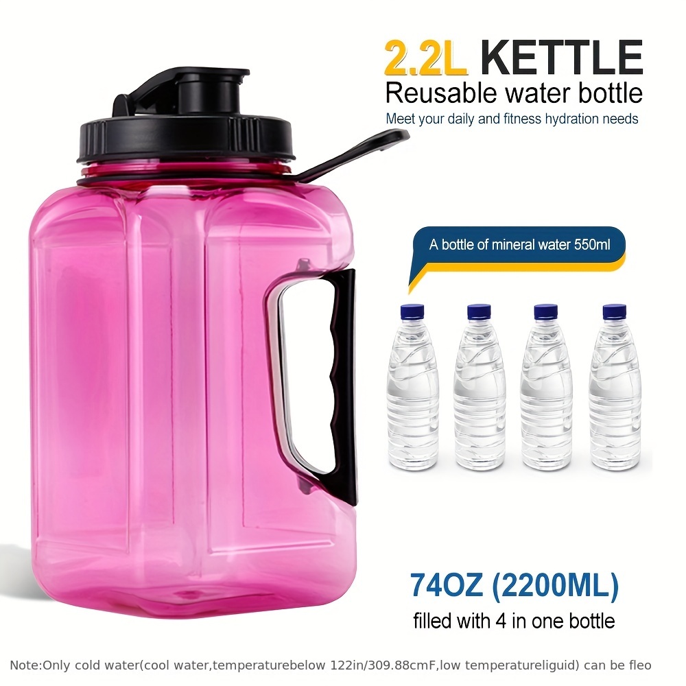  Botella de agua aislada de 67.6 fl oz/67 oz para mujer, botella  de agua deportiva de gran capacidad, con escala de tiempo, botella de agua  de viaje (color B-morado, tamaño: 2