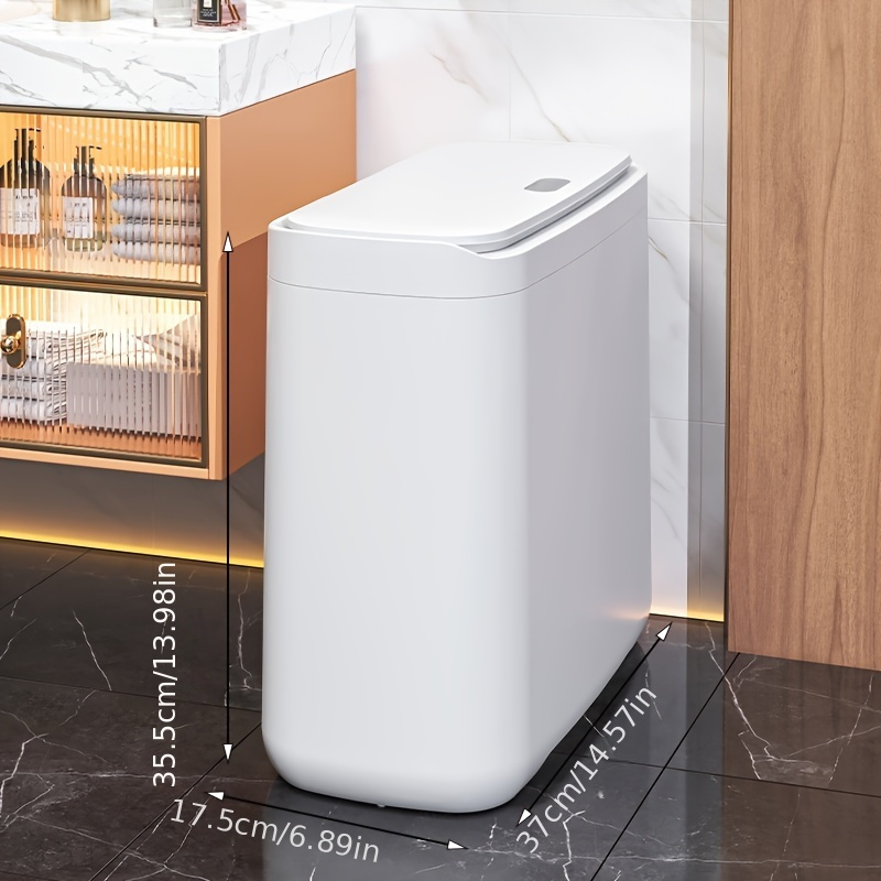 Plastic Garbage Bin Slim Trash Can With Press Open Lid - Temu