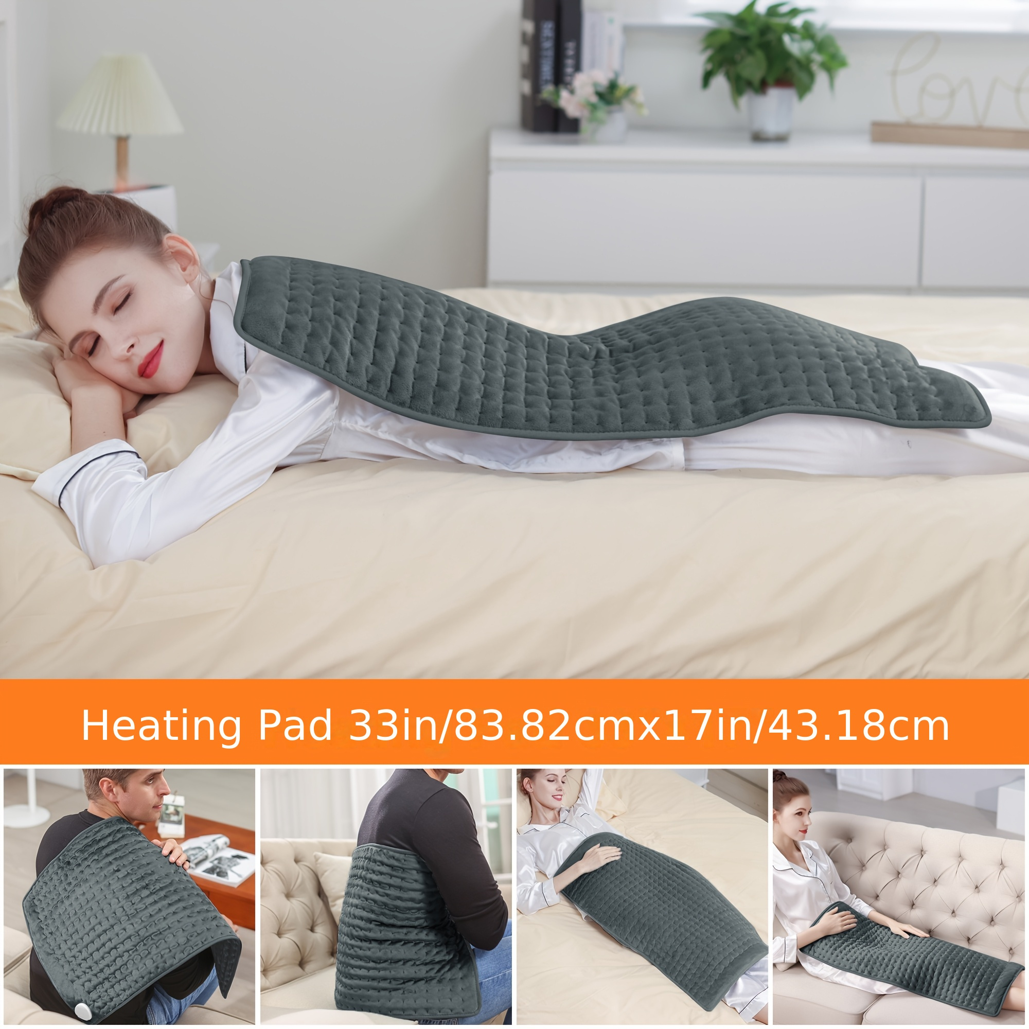 xxxl extra large heating pad size   20in 33in 17in 24in 12in 6 temperature levels and 4 time settings portable back neck shoulders and legs heating machine washable   gift for men women parents christmas gift Product details 8