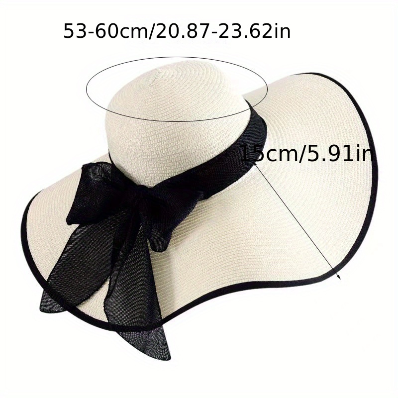 Stylish Sun safe: Women's Large Brim Straw Hat Bow Decor - Temu Canada