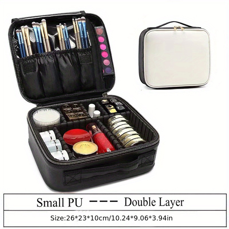 Travelmall Estuche profesional organizador de maquillaje de 3 niveles,  tamaño grande con hombro ajustable para brochas de maquillaje, herramientas  de