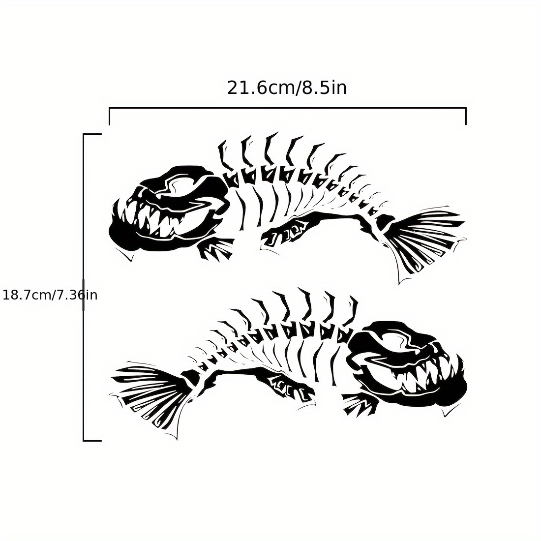 Skeleton Fish decals large 18 vinyl boat graphic stickers window truck  trailer