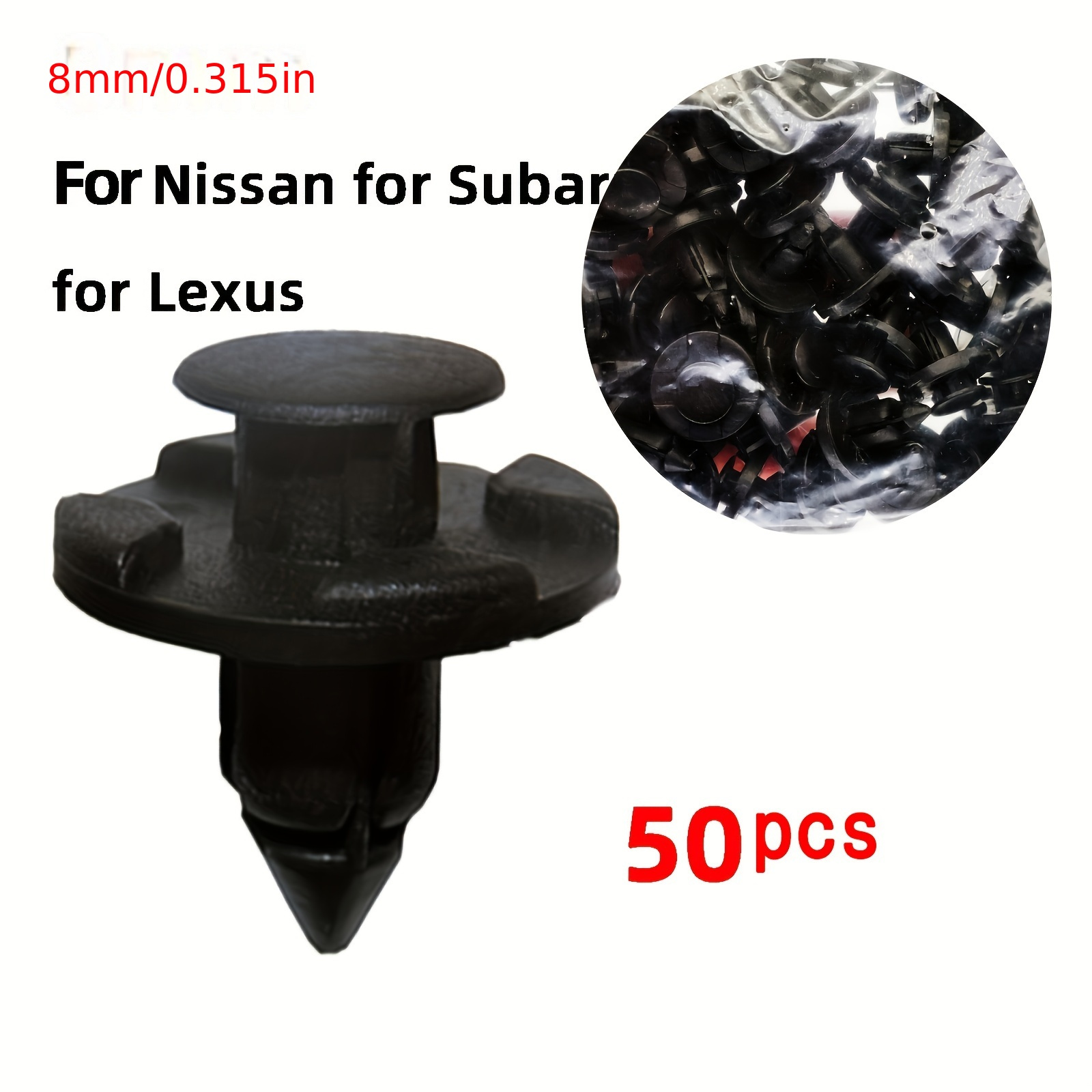 

50pcs 8mm Auto Fastener Rivet Retainer Clips Fit For Nissan X-trail For Juke For Qashqai For Tiida Leaf Fit For Subaru B18 Car Fastener Clips Removal Tool